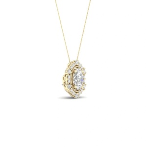 Colgante de Halo con Diamante Cultivado en Laboratorio, Corte Oval, Certificado IGI, en Oro de 10K, 14K, 18K, Plata de Ley 925, 935, Joyería Fina - Product Image 2