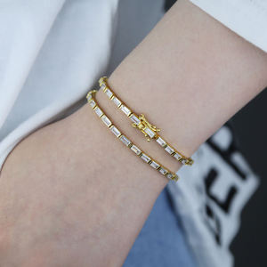 Pulsera RAMDUT IMPEX RD-TB050 con Diamante Cultivado en Laboratorio Certificado por IGI, Corte Redondo de 3mm, Estilo Hiphop, Chapada en Oro de 14k - Product Image 4