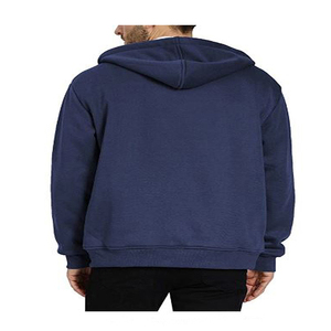 Men's Navy Blue <b>Hooded</b> <b>Zip</b>-Up Sweatshirt Regular Fit 100% Cotton French Terry Casual Autumn Wear Pocket Design Quick Dry Color - Product Image 4