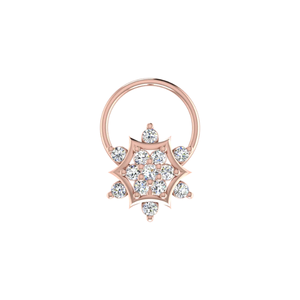 AJRETAIL แหวนจมูกทรงดอกไม้ทอง 14K ประดับเพชรธรรมชาติทรงกลมเจียระไนบริลเลียนต์ 0.11 กะรัต สำหรับผู้หญิง - Product Image 2