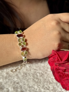 Pulsera de Plata 925 para Mujer, con Diseño de Piedras Preciosas Multicolores, Cómoda de Usar - Product Image 6