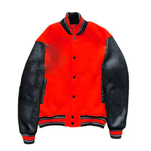 Blouson universitaire jaune pour homme WARPRO INDUSTRY avec manches en cuir PU noir, coupe-vent, style streetwear, vêtement décontracté d'hiver - Product Image 5