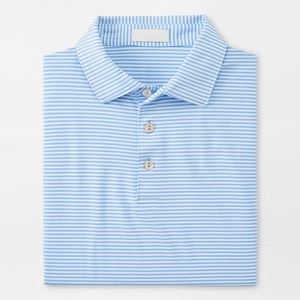 Men's Light <b>Blue</b> Striped <b>Polo</b> <b>Shirt</b> Short Sleeve Knitted Breathable Smart Casual Regular Fit - Product Image 3