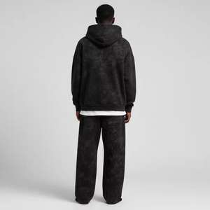 Ensemble sweat à capuche et short de survêtement pour homme, style vintage, délavé à l'acide, effet usé, personnalisé, avec impression en relief, 100% coton respirant, idéal pour l'été - Product Image 5