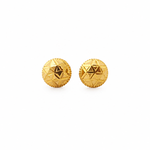 18K Yellow Gold Geometric Textured <b>Stud</b> <b>Earrings</b> for Women High Polish Daily Wear Party Wedding Gift Fine Jewelry - Product Image 2