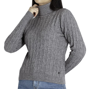 Pull décontracté unisexe violet en nylon/acrylique jacquard à col rond et manches longues, toutes saisons, couleur unie, anti-boulochage, fermeture éclair sur le devant - Product Image 1