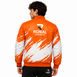 Custom Printed Winter Padded Sportswear <b>Utility</b> Bomber Leather <b>Jacket</b> <b>Men</b> with Zipper Pockets Top Quality - Product Image 4