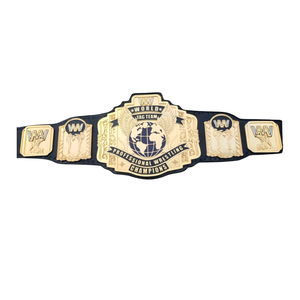 Cinturón de Campeonato de Lucha Libre en Parejas, Diseño de Placa Dorada, Correa de Cuero de Alta Calidad, Cinturón Coleccionable - Product Image 1