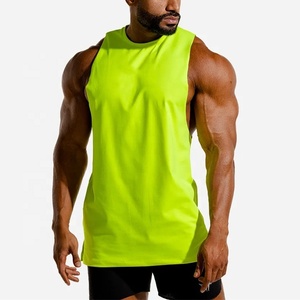 Débardeur sans manches vert fluo pour homme, col rond, séchage rapide, tricoté, couleur unie, décontracté, pour la gym - Product Image 1