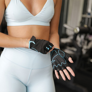 Gants de musculation unisexes respirants en néoprène avec support pour les poignets, paume antidérapante, fermeture auto-agrippante, noir et vert sarcelle - Product Image 5