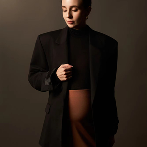 Nuevos Blazers de Mujer con Cuello en V, de Lana Tejida, Negros, con Doble Forro, Transpirables, de Talla Grande, Estilo Vietnamita, con un Solo Botón - Product Image 1