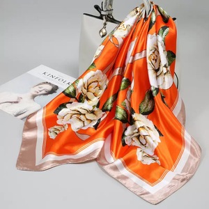 Kneka Elegant Solid Digital Printed 100% Silk <b>Square</b> <b>Scarf</b> for Women All Seasons Multi-Functional Muslim Fashion Accessory - Product Image 1
