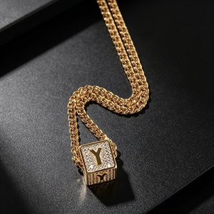Collier avec pendentif personnalisé en lettres graffiti hip-hop, serti de pierres CZ, bijoux bling pour hommes - Product Image 1