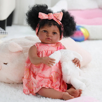 Poupée Reborn Babeside Ama 20'' Bébé Fille Afro-Américaine, Jouet Doux, Poupée Mannequin, Mini Jouet avec Ensemble Coquillages d'Été