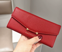 Dompet Wanita Bahan PU dengan Penutup Gesper, Desain Tekstur Embos Metalik, Pilihan Warna dan Logo yang Dapat Disesuaikan, Ukuran Besar