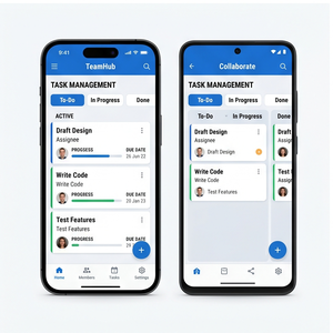 Aplicación de colaboración en equipo RoyalCraft – Gestión de proyectos, chat, herramientas de intercambio de archivos y flujo de trabajo para iOS/Android - Product Image 3