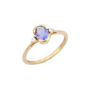 14K Gold Tanzanite and Diamond Promise Ring VVS1 Clarity IGI Certified - Product Image 2