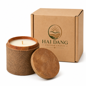 เทียนหอมกลิ่นอบเชยจากเวียดนาม ทำจากขี้ผึ้งถั่วเหลือง 100% พร้อมที่ใส่ไม้ เหมาะสำหรับร้านอาหาร คาเฟ่ ผลิตด้วยมือจากธรรมชาติ - Product Image 6