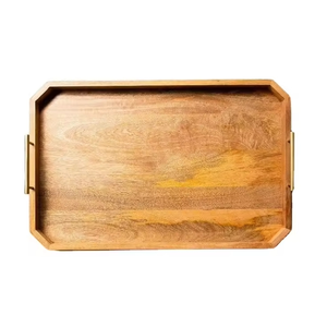 Bandeja de Servir de Madera con Asa de Metal de la Mejor Calidad, Bandeja de Madera para Servir Café, Sándwiches y Aperitivos, Bandejas de Madera Hechas a Mano - Product Image 1