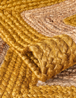 Tapis rond en jute naturelle jaune tissé à la main, tapis circulaire tressé, tapis de sol écologique pour salon, chambre à coucher, décoration de la maison