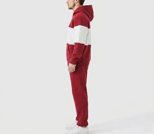 Ensemble de survêtement à capuche pour homme, rouge et blanc, avec sweat-shirt décontracté et pantalon assorti, confortable, deux pièces - Product Image 6