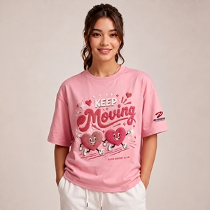 Camiseta de Mujer con Estampado Puff, Informal, de Algodón, Diseño Gráfico Moderno, Corte Holgado, Ligera, Elegante, para Uso Diario - Product Image 1