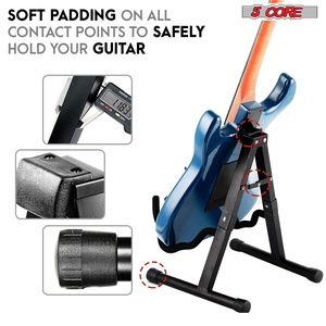 Paire de supports de guitare en A à 5 brins avec bras en mousse souple et base antidérapante pour guitares acoustiques, électriques, basses et ukulélés - Product Image 5