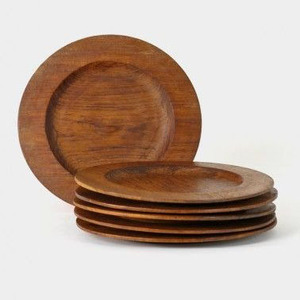 Plateau de service en bois brun écologique, peint à la main, design bohème rond, pour cadeaux, décoration de table, fabriqué au Vietnam - Product Image 6