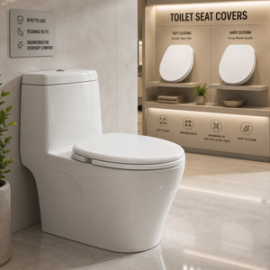 Abattant de toilettes moderne en plastique durable, design confortable, installation facile, nettoyage facile, double chasse, fermeture douce, siphon en S, pour salle de bain d'hôtel - Product Image 2