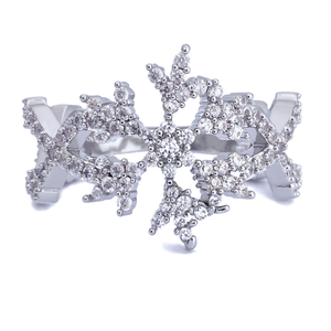 แหวนมอสซาไนต์ทรงมงกุฎเกล็ดหิมะ เงินแท้ 925 ประดับเพชรหรูหรา - Product Image 5