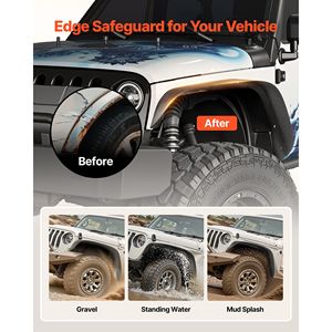 Parafanghi per Jeep JK/JKU 2/4 Porte 2007-2018, Parafanghi Anteriori e Posteriori Neri Verniciabili con Texture Fine, Accessorio Compatibile per Fuoristrada - Product Image 3
