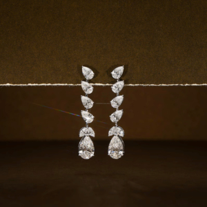 Elegant Pear Cut Diamond Drop <b>Earrings</b> in White <b>Gold</b>, Luxury <b>Dangle</b> Bridal Jewelry for Women, Statement Wedding Party Gift - Product Image 3