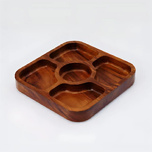 Plateau décoratif en bois en forme de fleur pour fruits secs, design rustique artisanal, à prix bas et abordable - Product Image 2