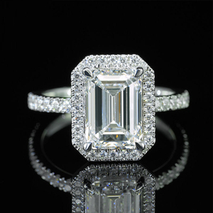 Bague en argent 925 avec diamant de laboratoire 14 carats, rapport IGI personnalisé, VVS VS CVD émeraude 1ct 2 carats 3 carats 4 carats - Product Image 1
