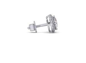 Classic Round Diamond <b>Stud</b> <b>Earrings</b> 925 <b>Silver</b> Halo Setting Women's Engagement Jewelry for Womens - Product Image 2