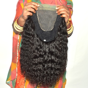 Perruque Lace Front en Cheveux Indiens Bruts, Cheveux Vierges Premium, Noir Naturel, Lisses, avec Double Trame Faite à la Machine et Ligne de Cheveux Pré-Pluckée - Product Image 6