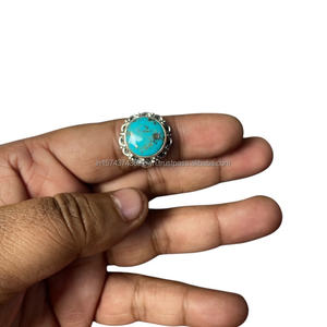 Handmade 925 Sterling Silver <b>Statement</b> <b>Ring</b> Natural Turquoise Gemstone Classic Style Wedding Party Gift for Women Valentine's - Product Image 1