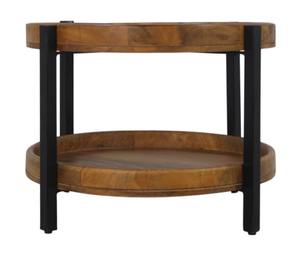 Modern Industrial Design Durable Mango Wooden Round <b>Coffee</b> <b>Table</b> with Metal Frame Two-Tier Storage for Living Room Furniture - Product Image 3