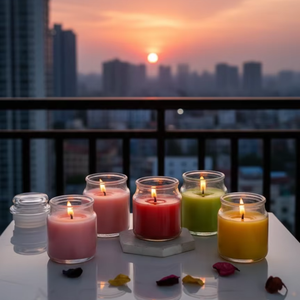 Velas Aromáticas de Parafina en Frascos de Vidrio, Llama Brillante, Acabado Suave, Fragancia Duradera, Ecológicas, para Halloween y Ramadán - Product Image 1