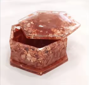 Luxury Hexagon Epoxy Resin Jewelry <b>Box</b> with Rose Gold Foil Decorative Storage <b>Box</b> Handmade <b>Trinket</b> <b>Box</b> Ring <b>Box</b> Gift <b>Box</b> - Product Image 1