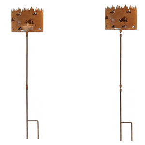 Portavelas Vintage con Diseño de Llama, Paquete de 2 - Portavelas Decorativo de Metal con Pátina de Óxido para Jardín Exterior - Product Image 1