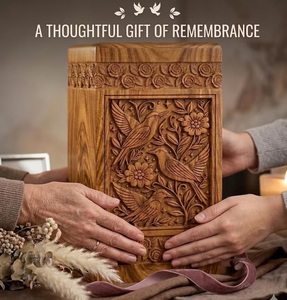 Eternal Garden Bird Carved Wooden Urn Heavenly Wings Floral Memorial Urn Sacred Songbird Hand-Carved Wooden Urn Peaceful Garden - Product Image 4