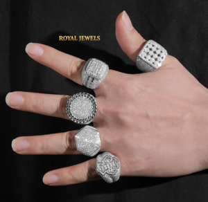 Anillo de Moissanita Chapado en Oro y Plata con Incrustaciones de Diamantes, Corte Brillante Redondo, Estilo Hip Hop, Engaste de Garras, Joyería de Regalo - Product Image 5