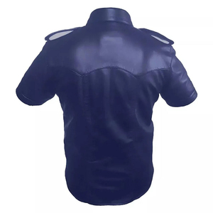 Mens Smooth Faux Leather <b>Shirt</b> Short Sleeve <b>Button</b> Closure Fashion Top for Relaxed Daily Dressing Casual Events and Modern Wear - Product Image 2