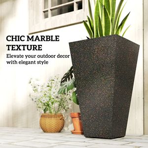Set di 3 Vasi da Fiori Grandi in Plastica Marrone Smaltata da 70 cm con Finitura Effetto Marmo, Fori di Drenaggio e Design Conico Impilabile - Product Image 5