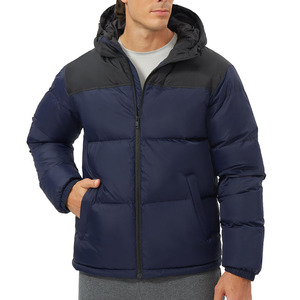Custom Design Casual Winter Puffer <b>Jacket</b> <b>Men</b> Warm Polyester Stand Zipper Closure Regular Length <b>Canvas</b> Material Waterproof - Product Image 3