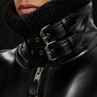Blouson de motard en cuir noir personnalisé pour homme avec imprimé croix, doublure en sherpa, fermeture éclair, pour homme et femme