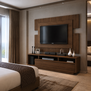Custom Solid <b>Teak</b> Wood <b>TV</b> Wall Panel Media Console Entertainment Cabinet for Hotel Apartment Villa Resort - Product Image 1