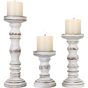 Pine Wood Weathered Cream <b>Candle</b> Holders Cottage Chic Wholesale | Aqdus Saleem - Product Image 1