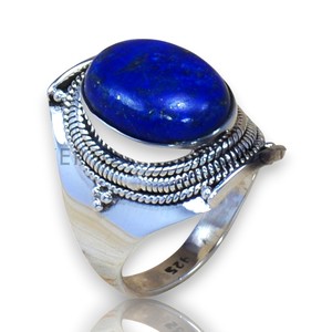 925 Sterling Silver Oval Cut With Bezel Sett <b>Lapis</b> <b>Lazuli</b> Gemstone Women <b>Rings</b> Original Handmade Fine Jewelry Custom Boho <b>Rings</b> - Product Image 1